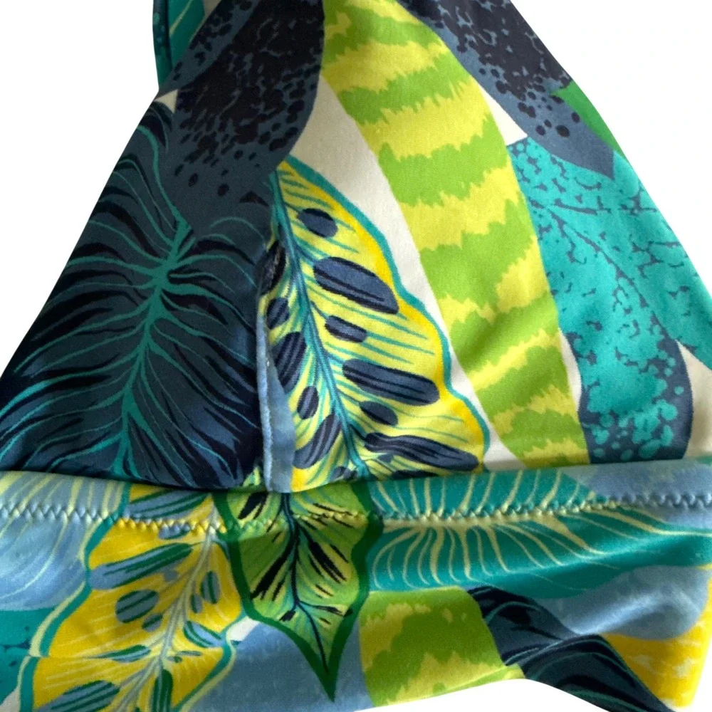 AERIE‎ Longline Blue Yellow Floral Triangle Ladies Bikini Top, M